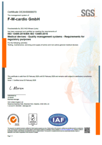 Zertifikat ISO 13485 F-W-cardio GmbH